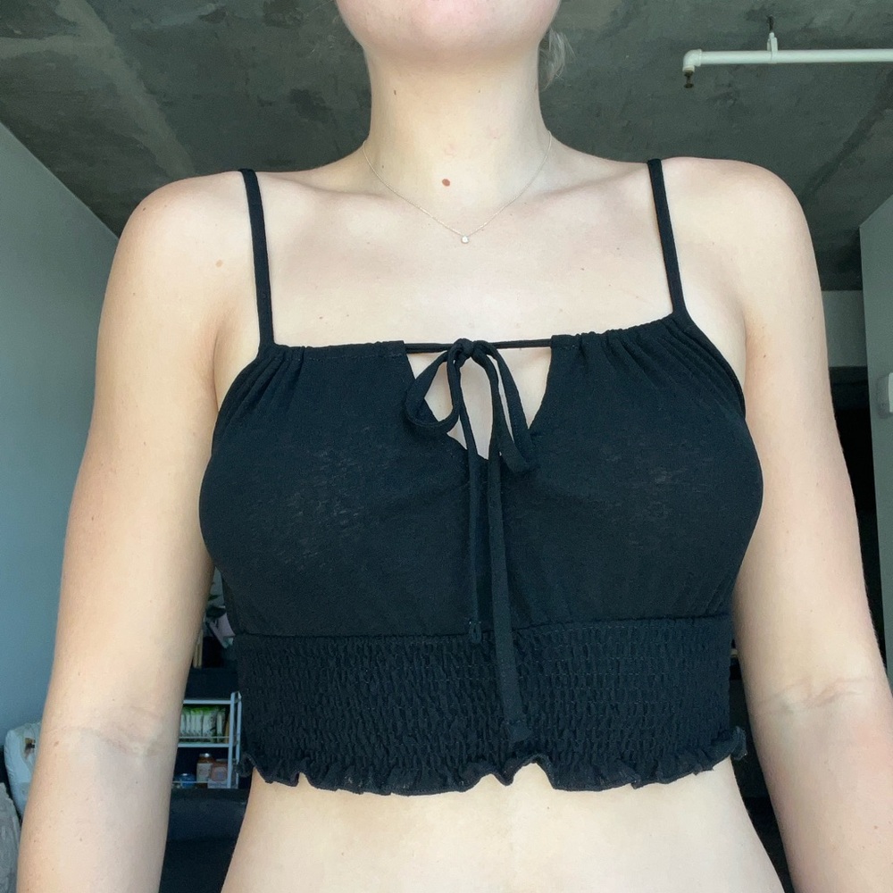 Topshop Black Smocked Top